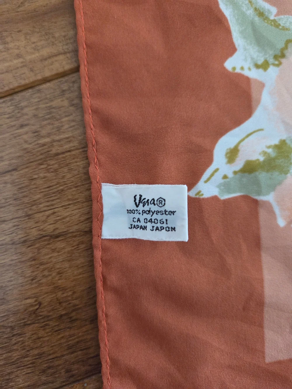 Vana Vintage Rust & Blush Floral Print Made In Japan Scarf